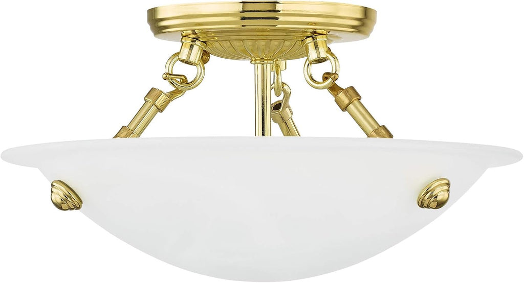 Livex Lighting 4272-02 Oasis 3-Light Ceiling Mount, Polished Brass