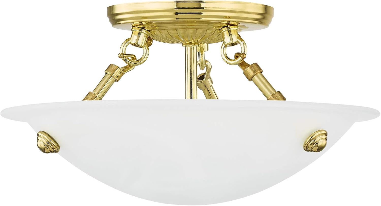 Livex Lighting 4272-02 Oasis 3-Light Ceiling Mount, Polished Brass