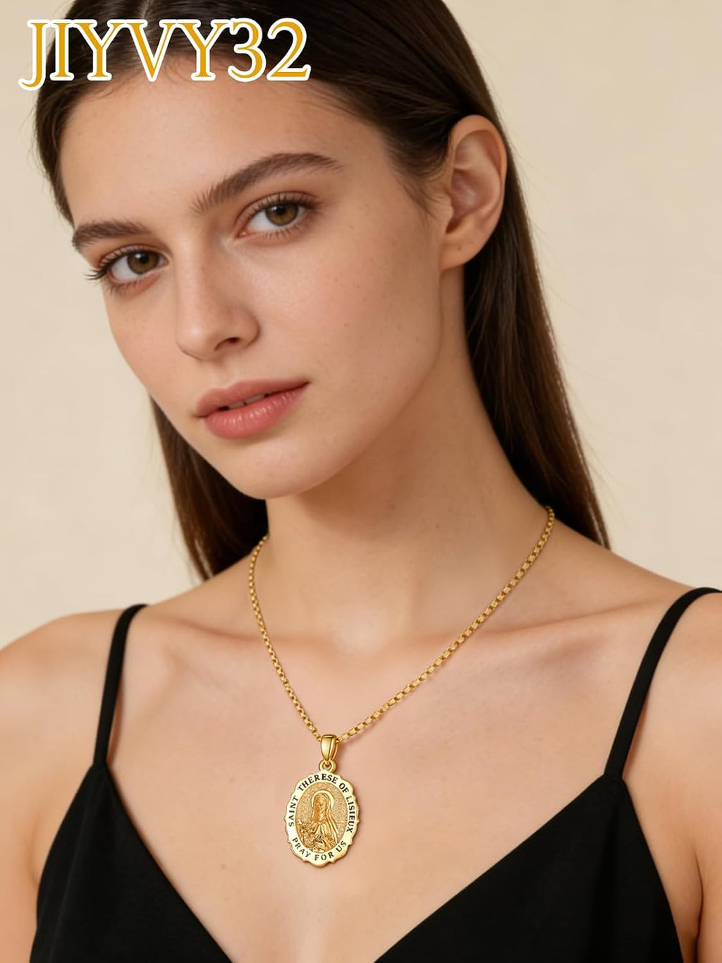 14K Gold Saint Medal Necklace for Women, Catholic Patron Saint Pendant Necklace, Christian Religious Jewelry Gift for Confirmation Baptism Communion Christmas Birthday