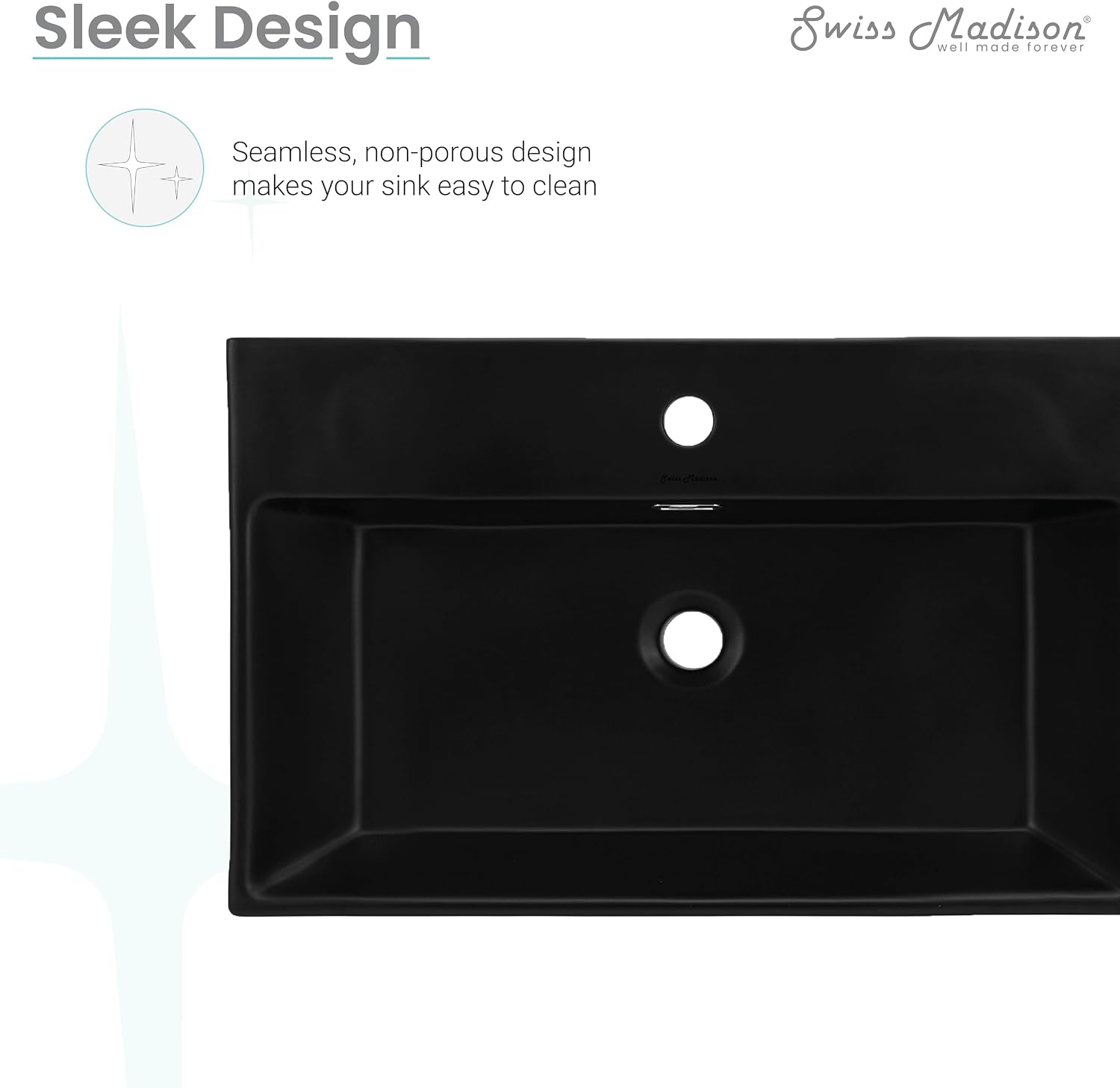 Claire 24' Rectangle Wall-Mount Bathroom Sink in Matte Black