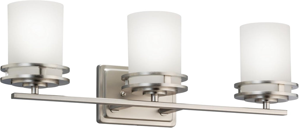Kichler Hendrik 24' Vanity Light in Brushed Nickel, 3-Light Modern Bathroom Vanity with Satin Etched Cased Opal Glass, (24' W x 8' H), 5078NI