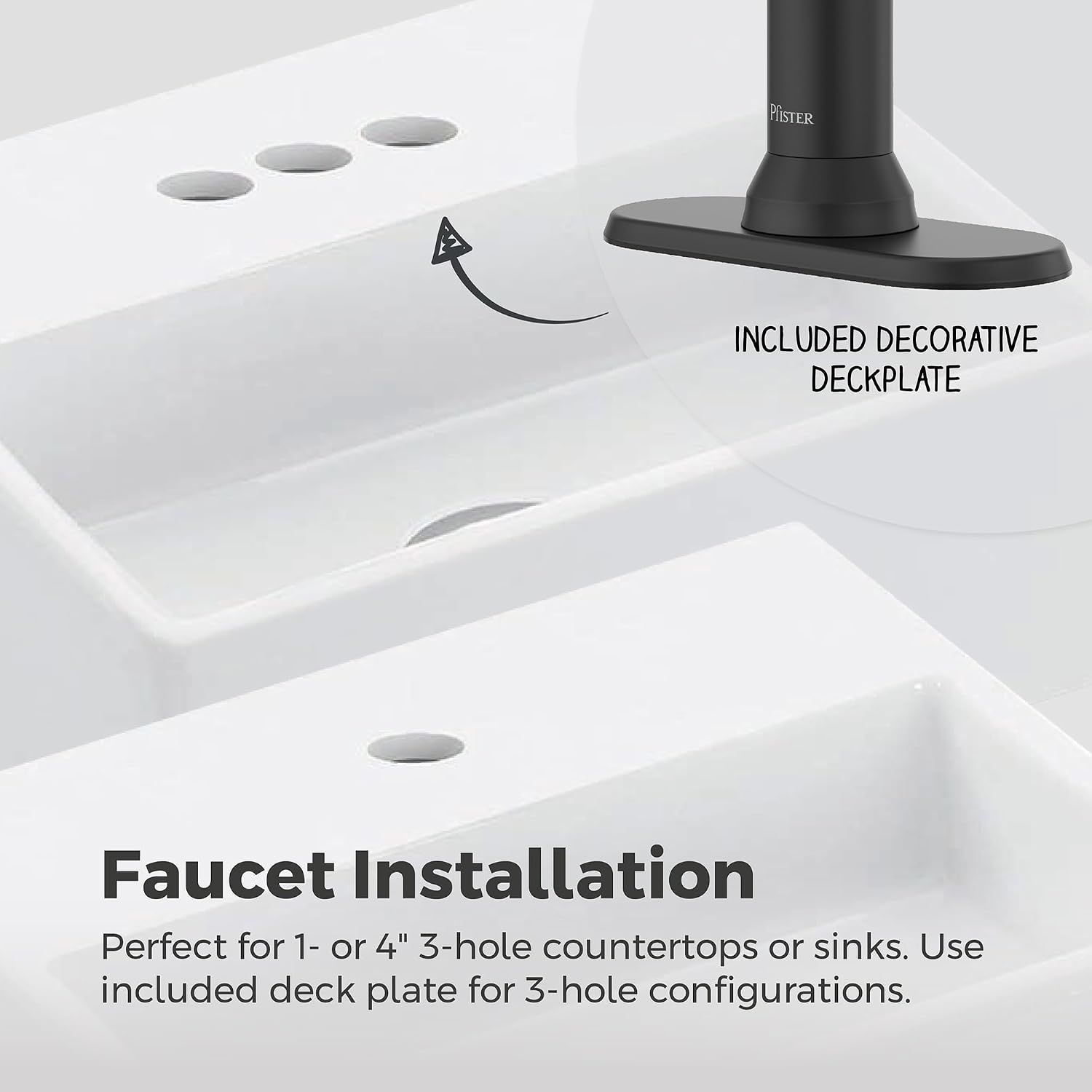 Pfister Capistrano Single Handle Bathroom Sink Faucet 1 Hole Matte Black Vanity Faucet with Push & Seal Drain NSF Certified Water-Efficient TiteSeal Technology LF042CSOSDB