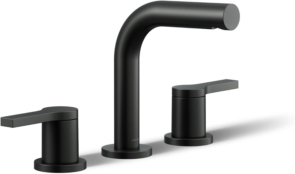 KOHLER K-33592-4K-BL Elate® Widespread Bathroom Sink Faucet, Durable Brass Bathroom Faucets, Sleek Finish, 1.0 GPM, Matte Black