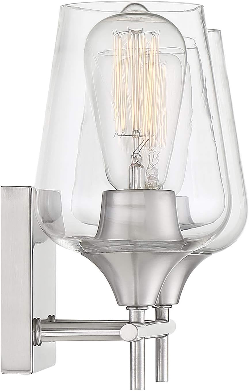 Savoy Essentials 8-4030-2-322 Octave Bohemian Clear Glass Bathroom Vanity Wall Light, 2-Light 120 Total Watts, 10' H x 14' W, Warm Brass