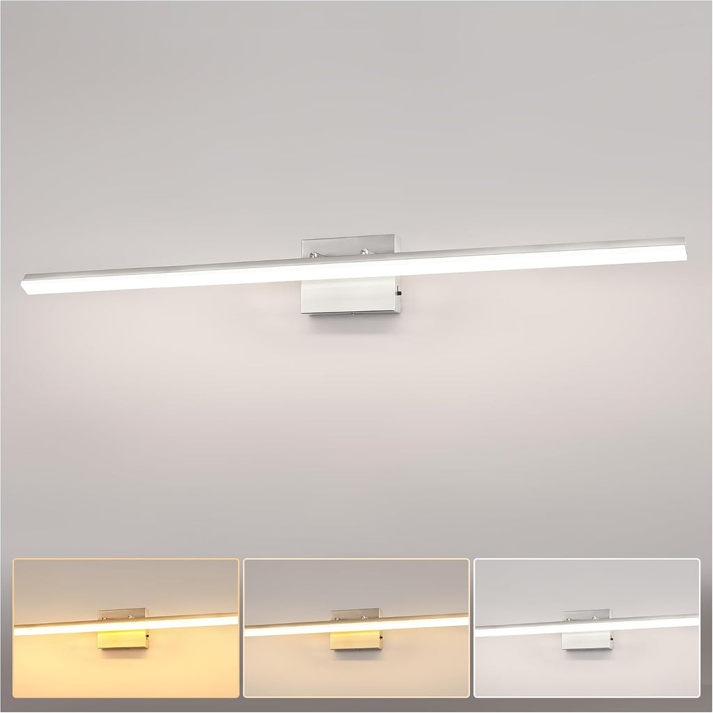 L LOHAS LED 48-Inch Bathroom Vanity Light Bar Over Mirror, Brushed Nickel Modern Bathroom Light Fixtures, 3CCT Adjustable LED Vanity Lights for Living Room Wall