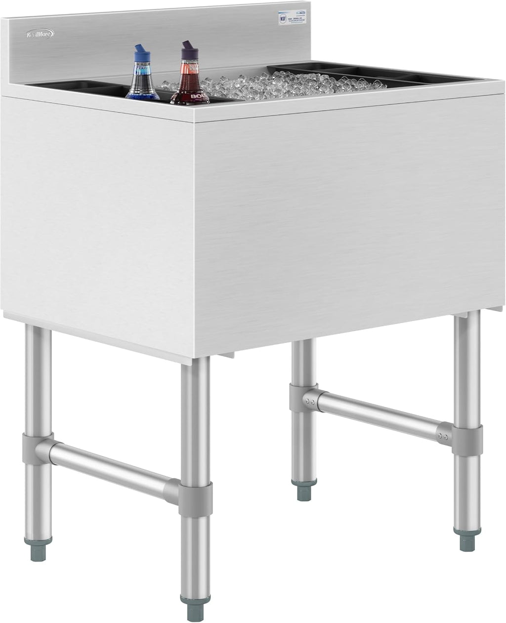 KoolMore 24 Inch Commercial Stainless Steel Underbar Ice Bin with Siding Lid, NSF Certified (KM-UIB-1824)