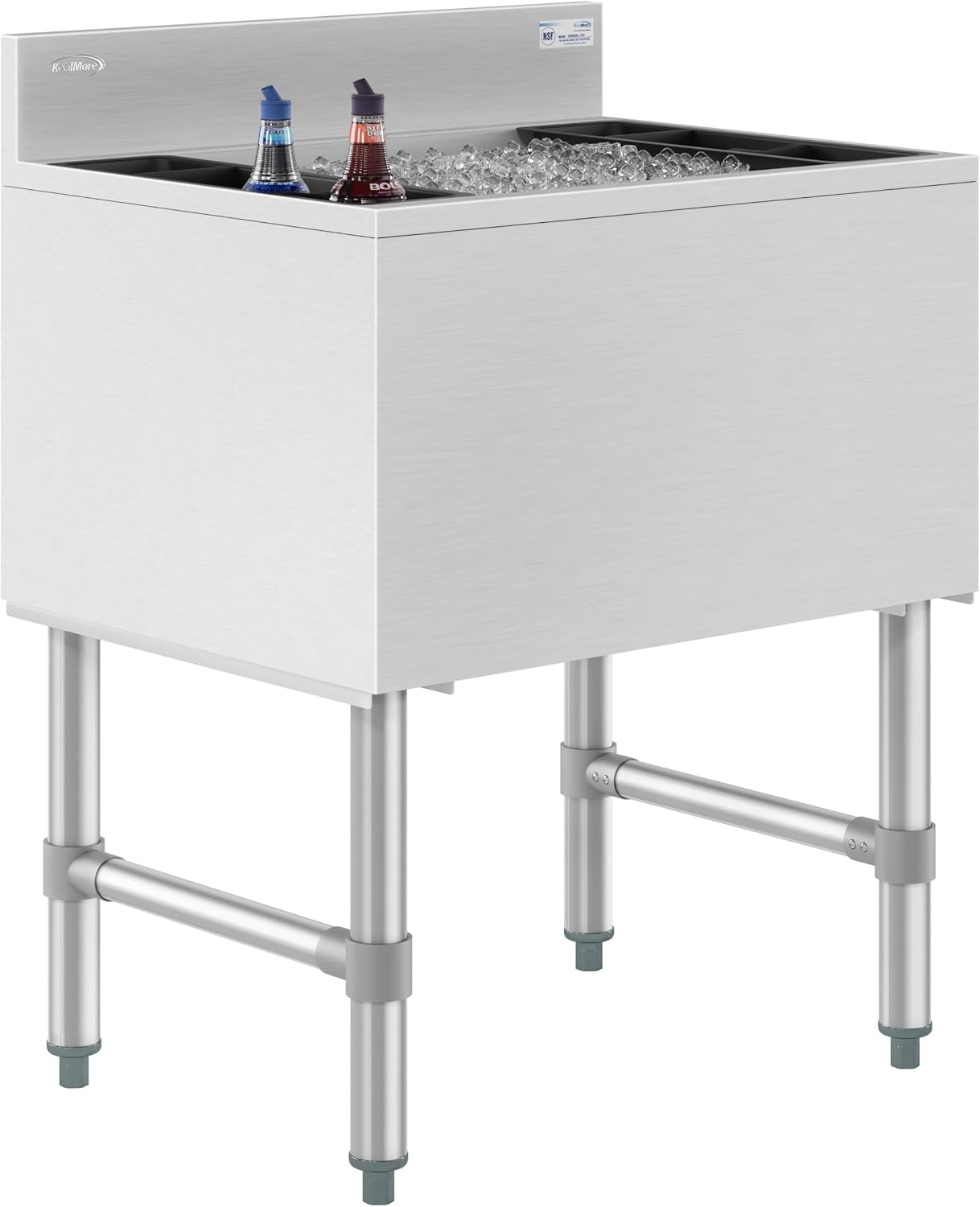 KoolMore 24 Inch Commercial Stainless Steel Underbar Ice Bin with Siding Lid, NSF Certified (KM-UIB-1824)