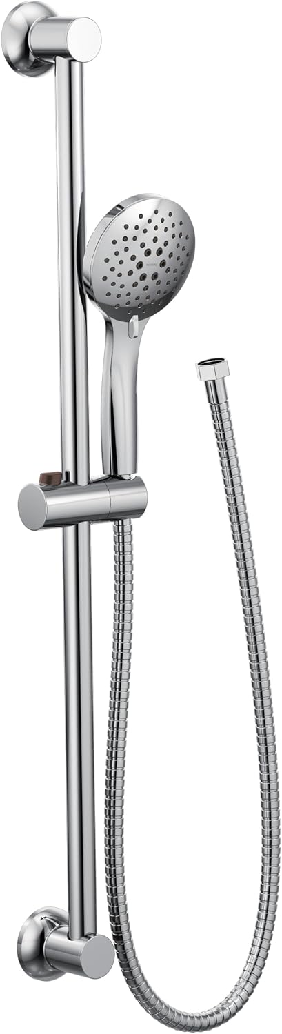 Moen Chrome Eco-Performance 5-Function Handheld Removable Shower Head, Adjustable 30-Inch Slide Bar and 69-Inch Long Hose, 3558EP