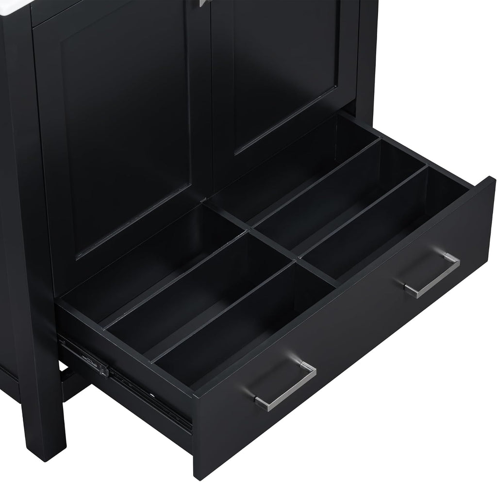Bellemave 30' Bathroom Vanity with Sink Combo Set, Solid Wood Frame Bathroom Storage Cabinet with a Drawer, 2 Soft Closing Cabinet Doors with Organizer, Black