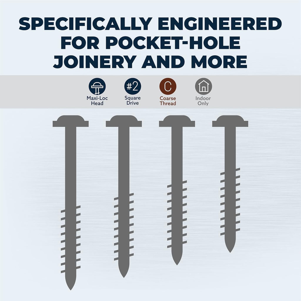 Kreg Stainless Steel Pocket Hole Screws - SML-C250S5-250 - 2-1/2-Inch - Coarse Thread - Maxi-Loc Head - Outdoor - 250 Count
