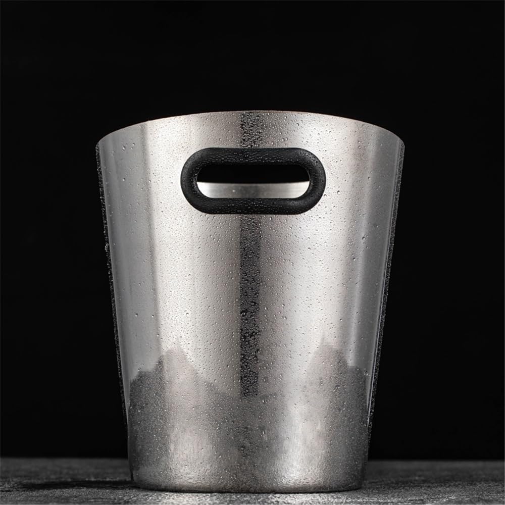 Ice Bucket Champagne Bucket Beveled Ice Bucket Stainless Steel Ice Bucket Home Wine Ice Wine Bucket Bar Fashion Ice Bucket Beverage Tub(Silver)
