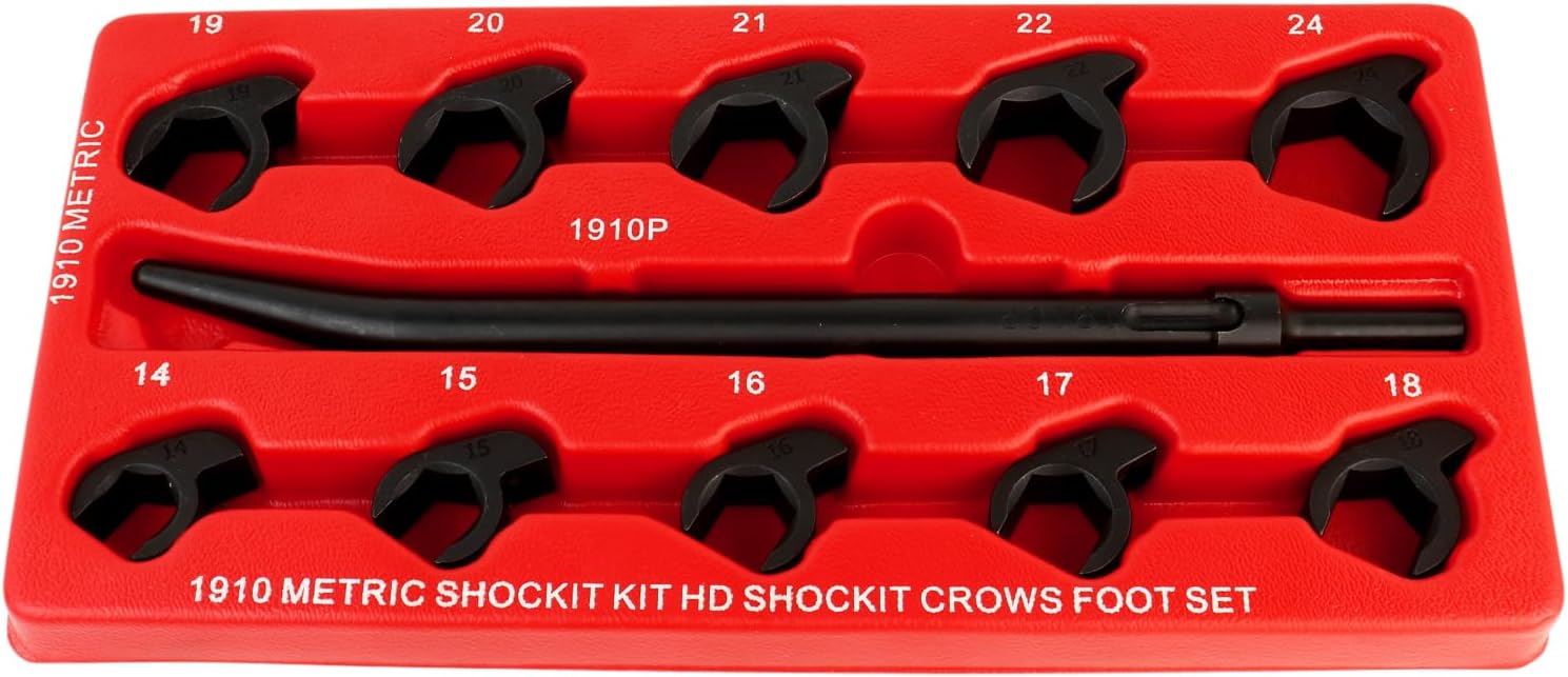 LTI TOOLS Metric Shockit Crows Foot Socket Wrench Set 11-Piece, Heavy Duty Industrial Hydraulic (LT1910)