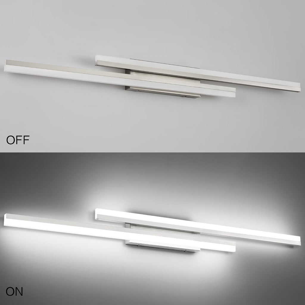 PRESDE 48 Inch LED Bathroom Vanity Light Bar, Brushed Nickel Bathroom Light Fixtures Modern Vanty Lighting Over Mirror 5CCT