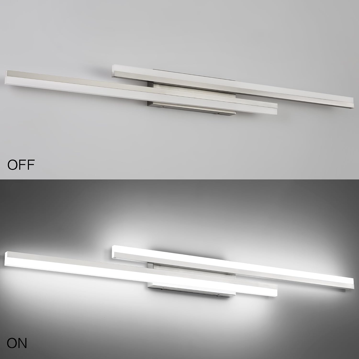 PRESDE 48 Inch LED Bathroom Vanity Light Bar, Brushed Nickel Bathroom Light Fixtures Modern Vanty Lighting Over Mirror 5CCT