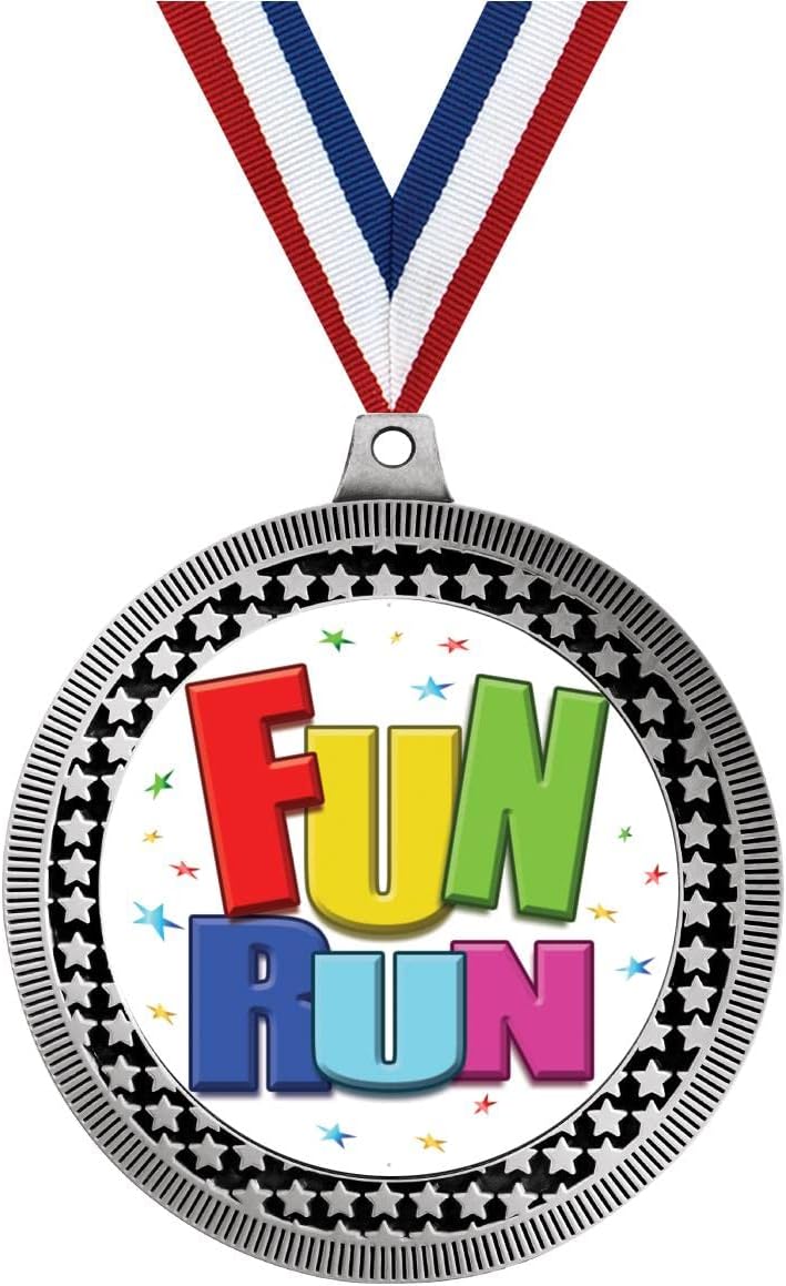 Crown Awards 2.75' Fun Run Award Medal, Silver Vega Fun Run Team Trophy Award Includes Free Neck Ribbon