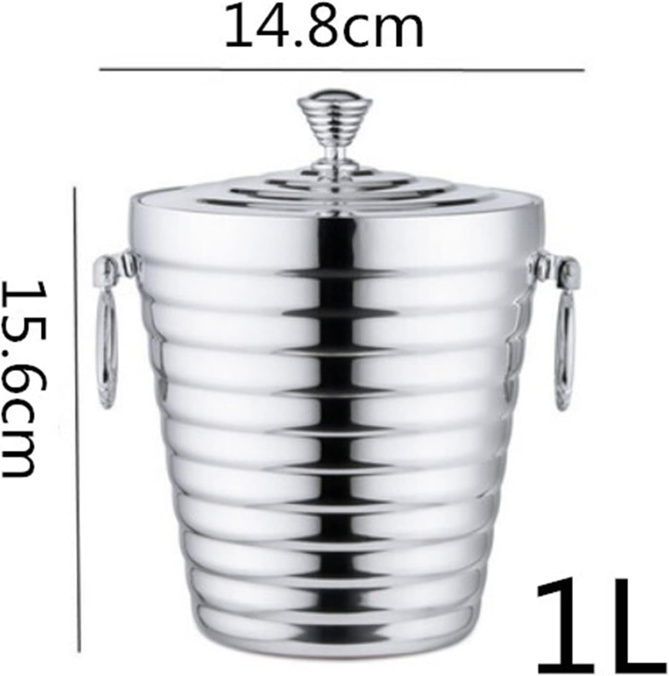 Ice Bucket Champagne Bucket 304 Stainless Steel Ice Bucket Portable Double Wall With Lid Hotel Wine Champagne Whiskey Beverage Beer Party Household Tool Ice Bucket Beverage Tub (Color : 1L)