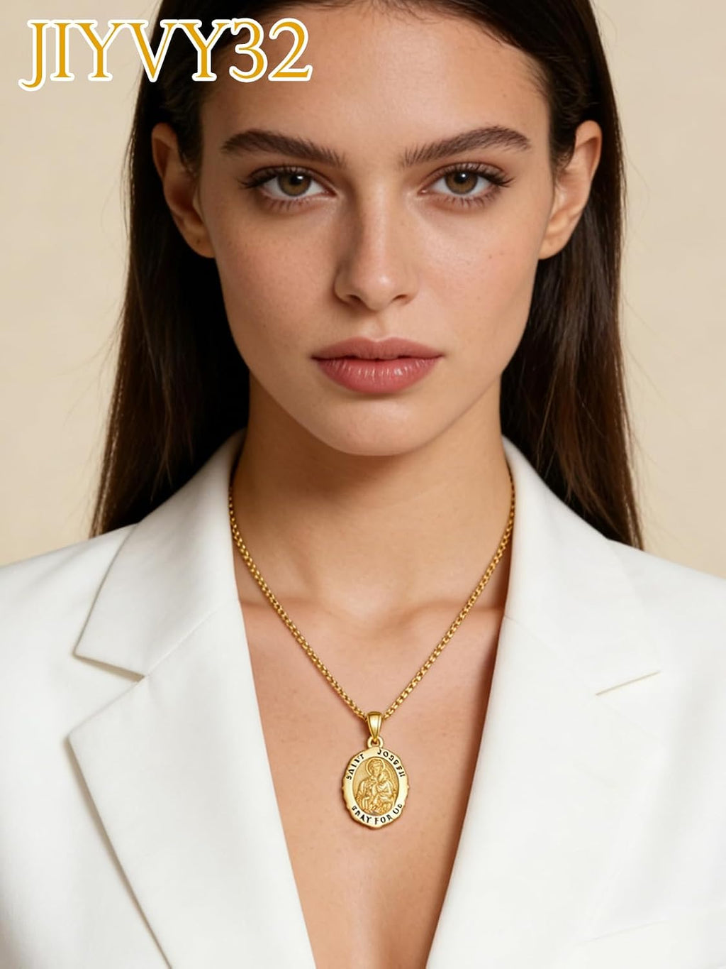 14K Gold Saint Medal Necklace for Women, Catholic Patron Saint Pendant Necklace, Christian Religious Jewelry Gift for Confirmation Baptism Communion Christmas Birthday