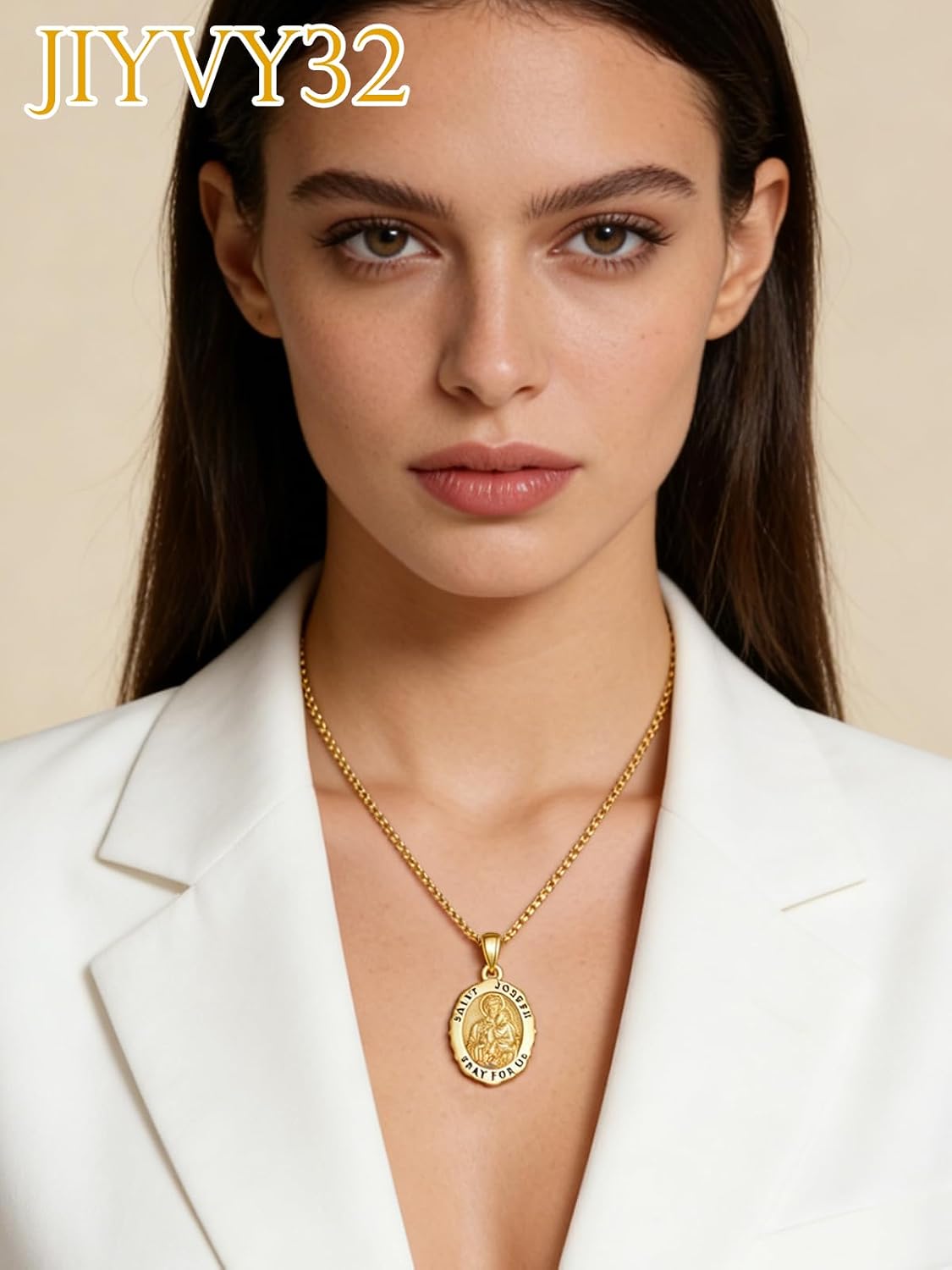 14K Gold Saint Medal Necklace for Women, Catholic Patron Saint Pendant Necklace, Christian Religious Jewelry Gift for Confirmation Baptism Communion Christmas Birthday