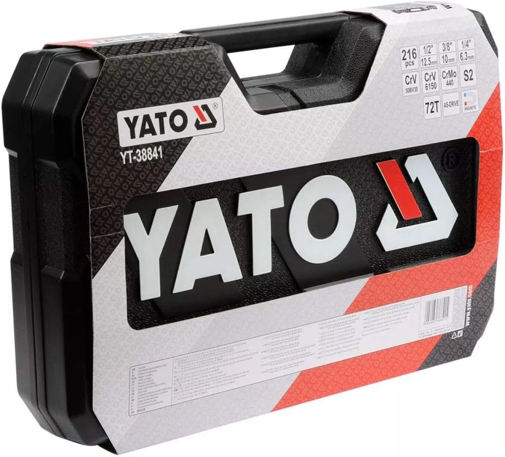 Yato YT-38841 216-Piece Socket Spanner Set – 1/4 Inch, 3/8 Inch and 1/2 Inch