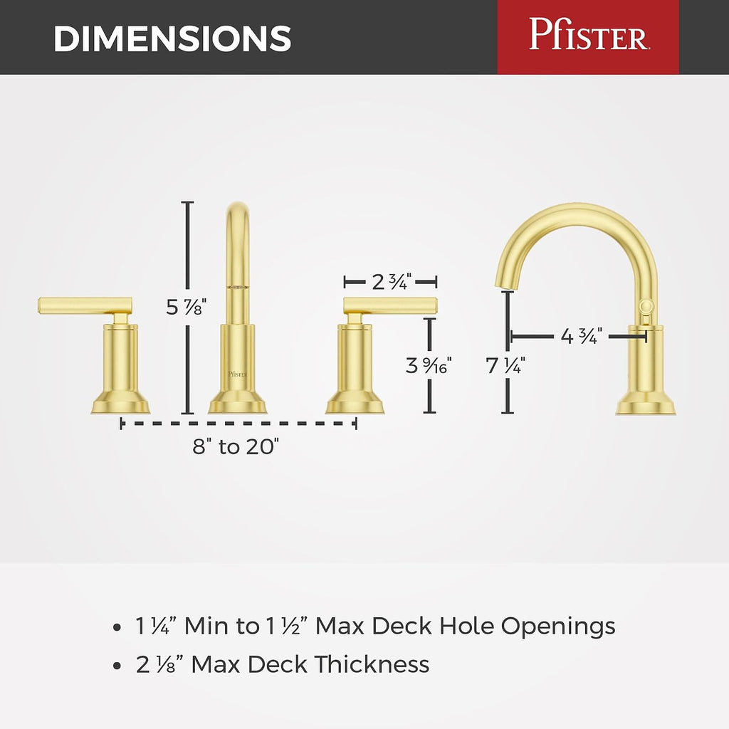 Pfister Capistrano Bathroom Sink Faucet, 8-Inch Widespread, 2-Handle, 3-Hole, NSF Certified, Brushed Gold Finish, LF049CSOBG (Pack of 3)