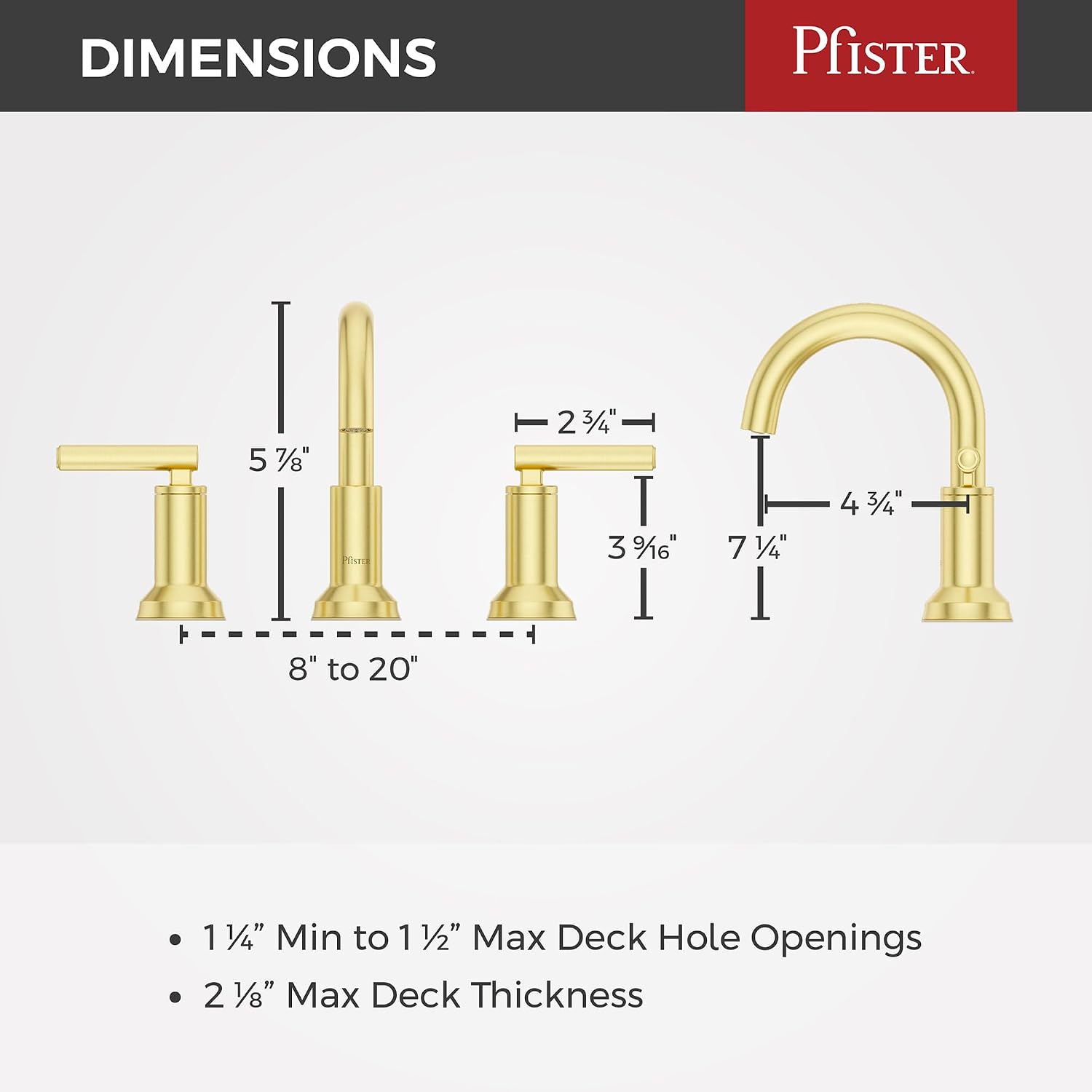 Pfister Capistrano Bathroom Sink Faucet, 8-Inch Widespread, 2-Handle, 3-Hole, NSF Certified, Brushed Gold Finish, LF049CSOBG (Pack of 3)