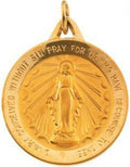 PicturesOnGold.com Miraculous Medal - 14k Yellow Gold- 1/2 Inch X 1/2 Inch