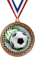 Crown Awards 2.75' Soccer Glitz Medal Award, Bronze Vega Soccer Glitz Team Trophy Award Includes Free Neck Ribbon Prime