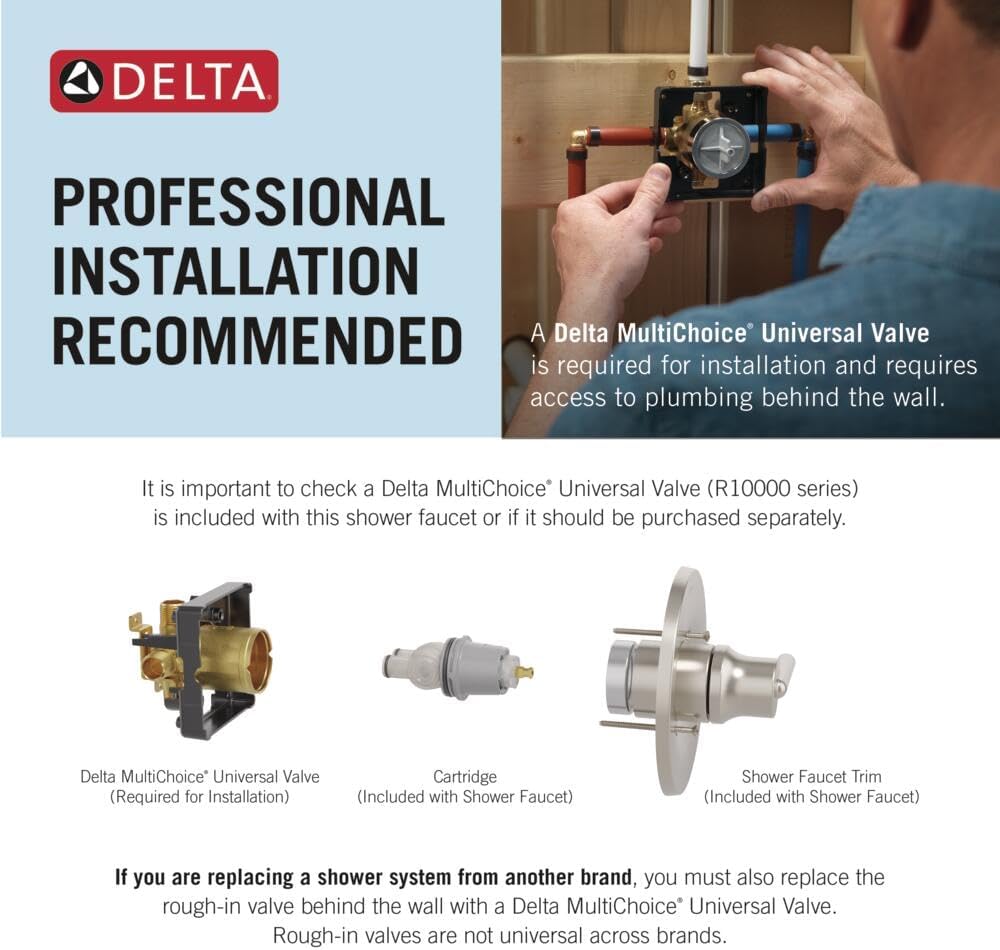 Delta Albion Bathtub Shower Faucet Set in Black 1.75 GPM, T144855-BL-I