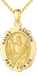 14K Gold Saint Medal Necklace for Women, Catholic Patron Saint Pendant Necklace, Christian Religious Jewelry Gift for Confirmation Baptism Communion Christmas Birthday