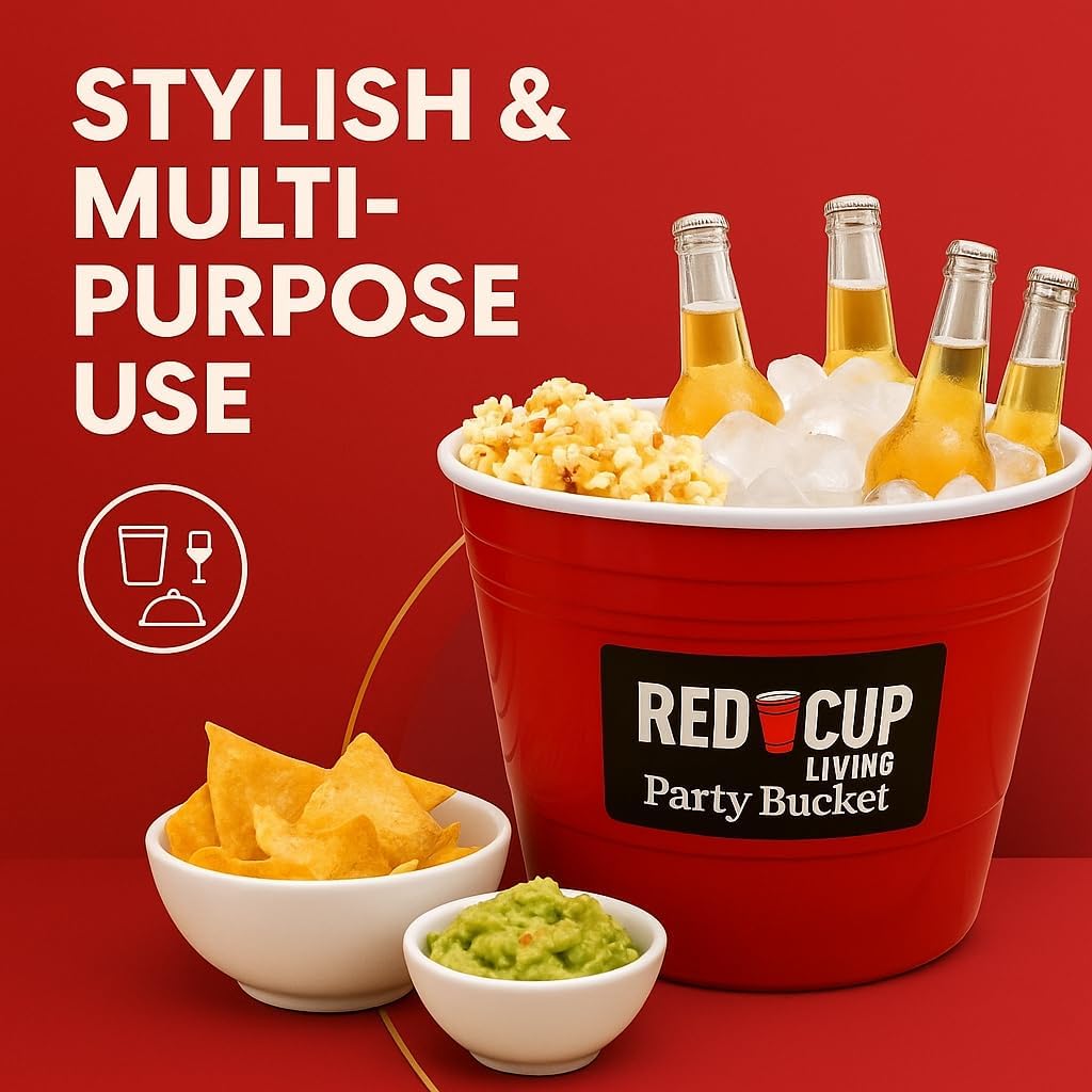Reusable Red Plastic Ice Bucket for Parties - Large Beverage Tub, Wine Cooler, Beer Bucket, Drink Holder for Indoor/Outdoor Bars, Galvanized Tubs, Party Celebration, 201 Oz (Pack of 12)