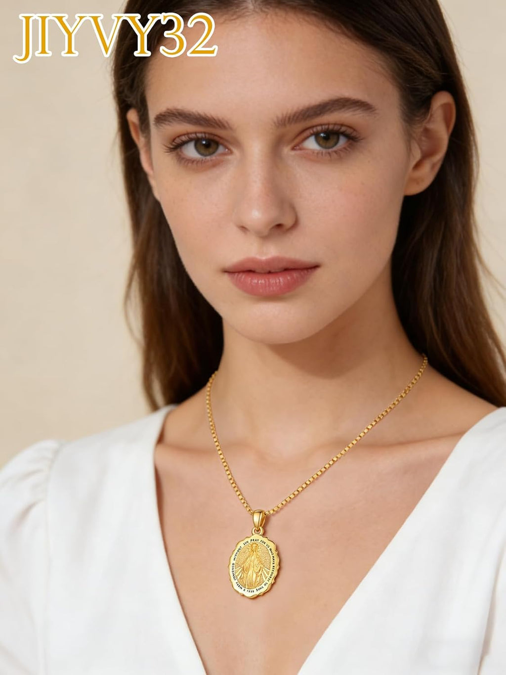 14K Gold Saint Medal Necklace for Women, Catholic Patron Saint Pendant Necklace, Christian Religious Jewelry Gift for Confirmation Baptism Communion Christmas Birthday