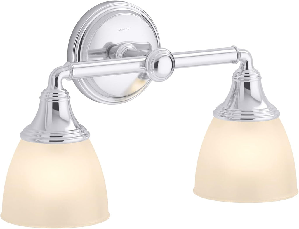 Kohler Devonshire Bathroom Vanity Light Fixture, Wall Sconce Lighting, Position Facing Up or Down, UL Listed, 2 Light, Polished Chrome