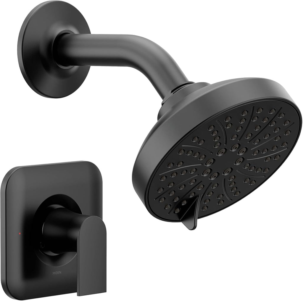 Moen Genta LX Pressure Balancing Eco-Performance Modern Shower Trim with Showerhead and Lever Handle, Posi-Temp Valve Required, Matte Black, T2472EPBL