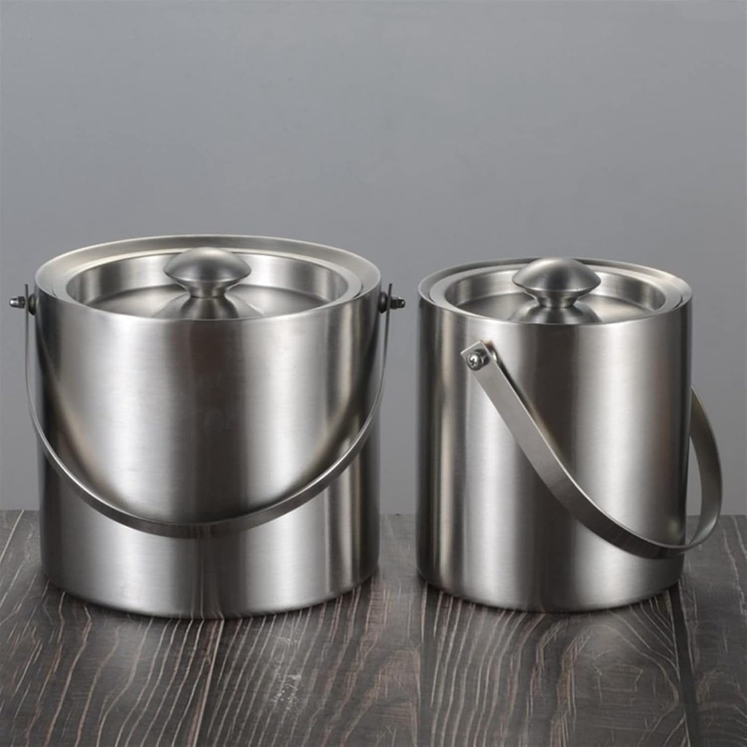 Ice Bucket Champagne Bucket Stainless Steel Portable Ice Bucket Wine Champagne Cooler Double Layer Ice Bucket With Lid Bar Party Home Drink Bucket Ice Bucket Beverage Tub (Color : 3L)