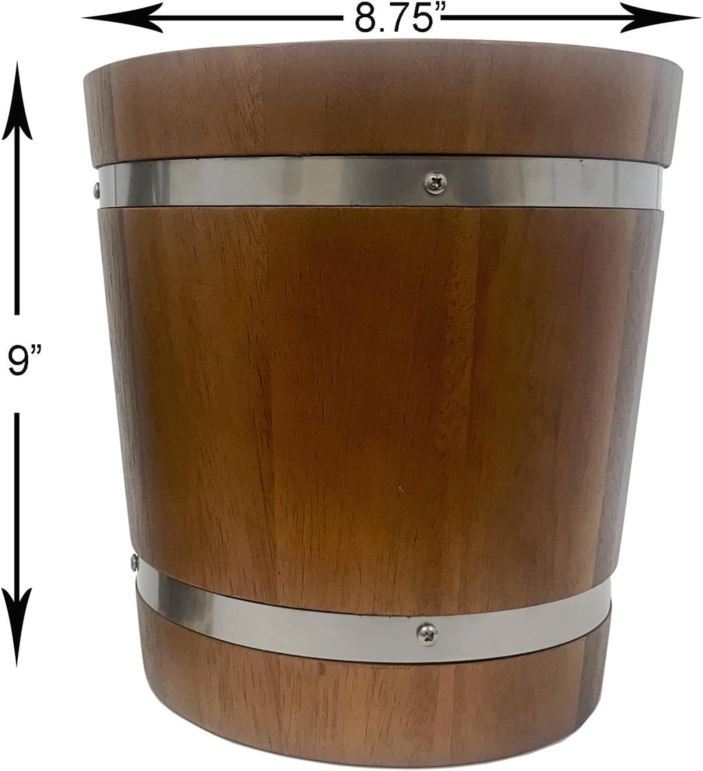 Woodard & Charles Acacia Wood Champagne Ice Bucket/Wine Chiller with Stainless Steel Liner, Great for Cocktail Bars or Parties, Barbecues, Indooor/Outdoor Use and More, 8.75' L x 9' H ★★Pack of 6★★
