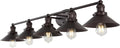 JONATHAN Y 36.25' Oil Rubbed Bronze 4-Light Industrial Farmhouse Metal Vanity Light Wall Sconce, Metal Shade for Bathroom Mirror, Kitchen, Entryway, LED Bulb Included (JYL7904A)
