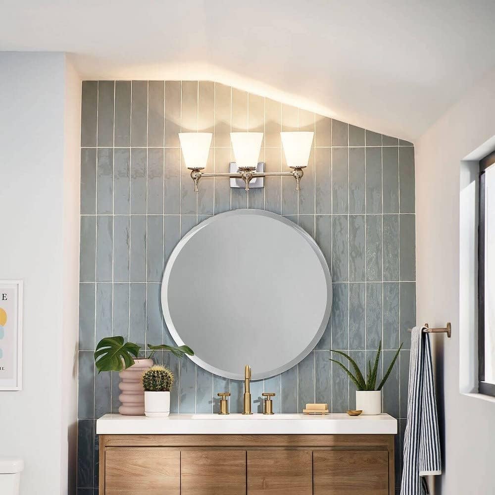 Kichler Cosabella 24 Inch 3 Light Vanity Light with Satin Etched Case Opal in Polished Nickel