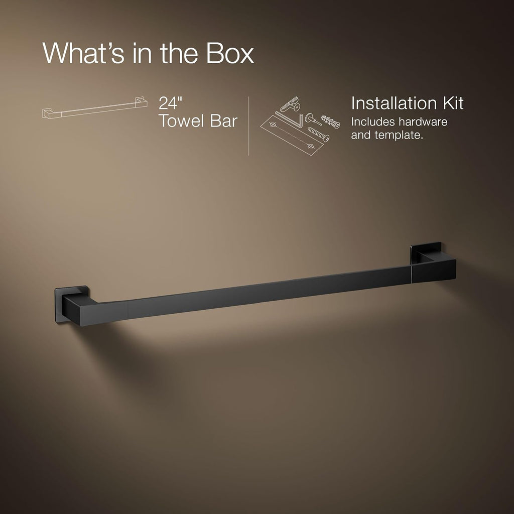 Kohler 26634-BL Honesty® 24' Towel bar, Matte Black