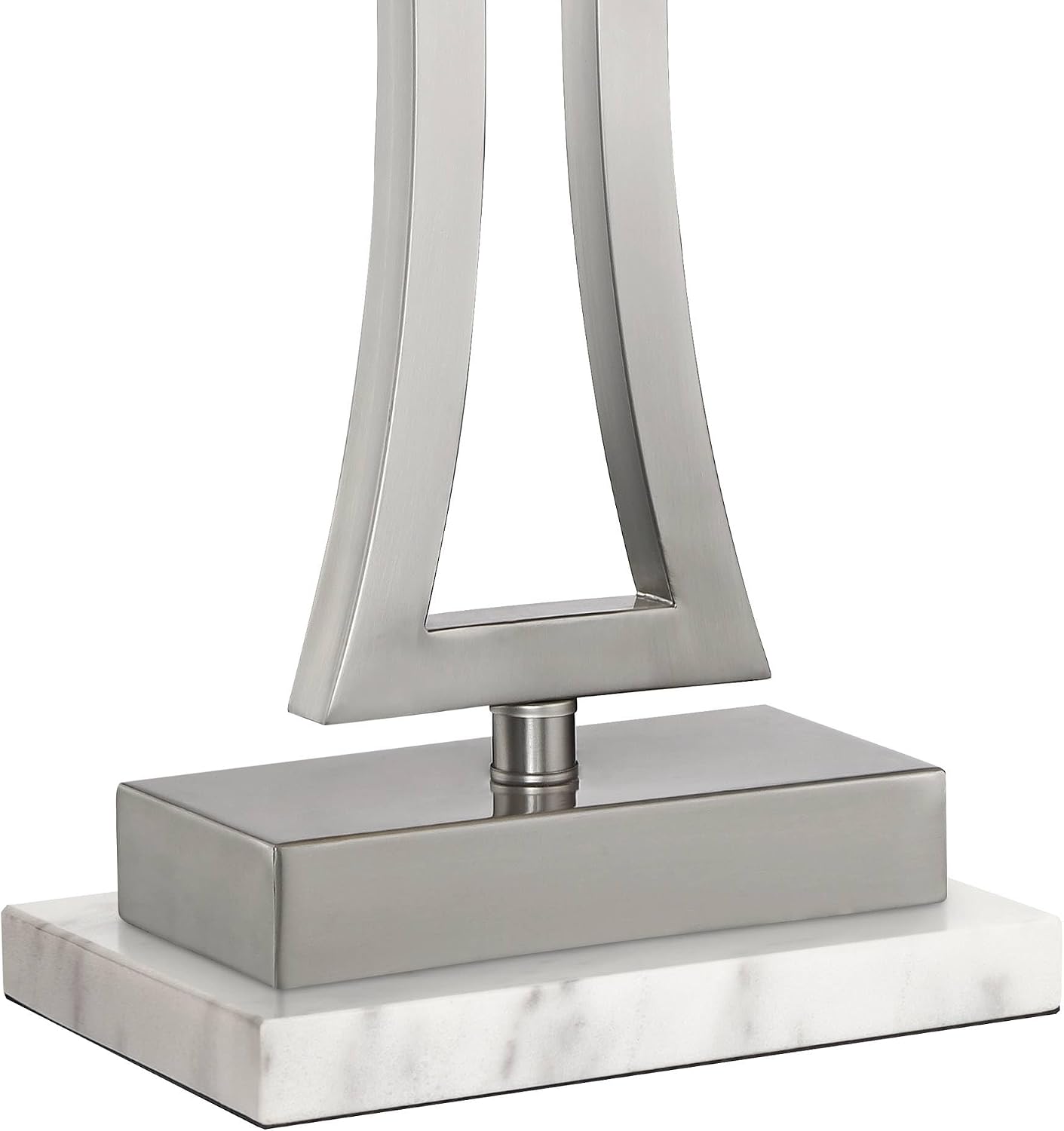 360 Lighting Roxie Modern Table Lamps with White Marble Risers 31' Tall Set of 2 Brushed Nickel Off-White Rectangular Fabric Shade for Bedroom Living Room Bedside Nightstand Home Office
