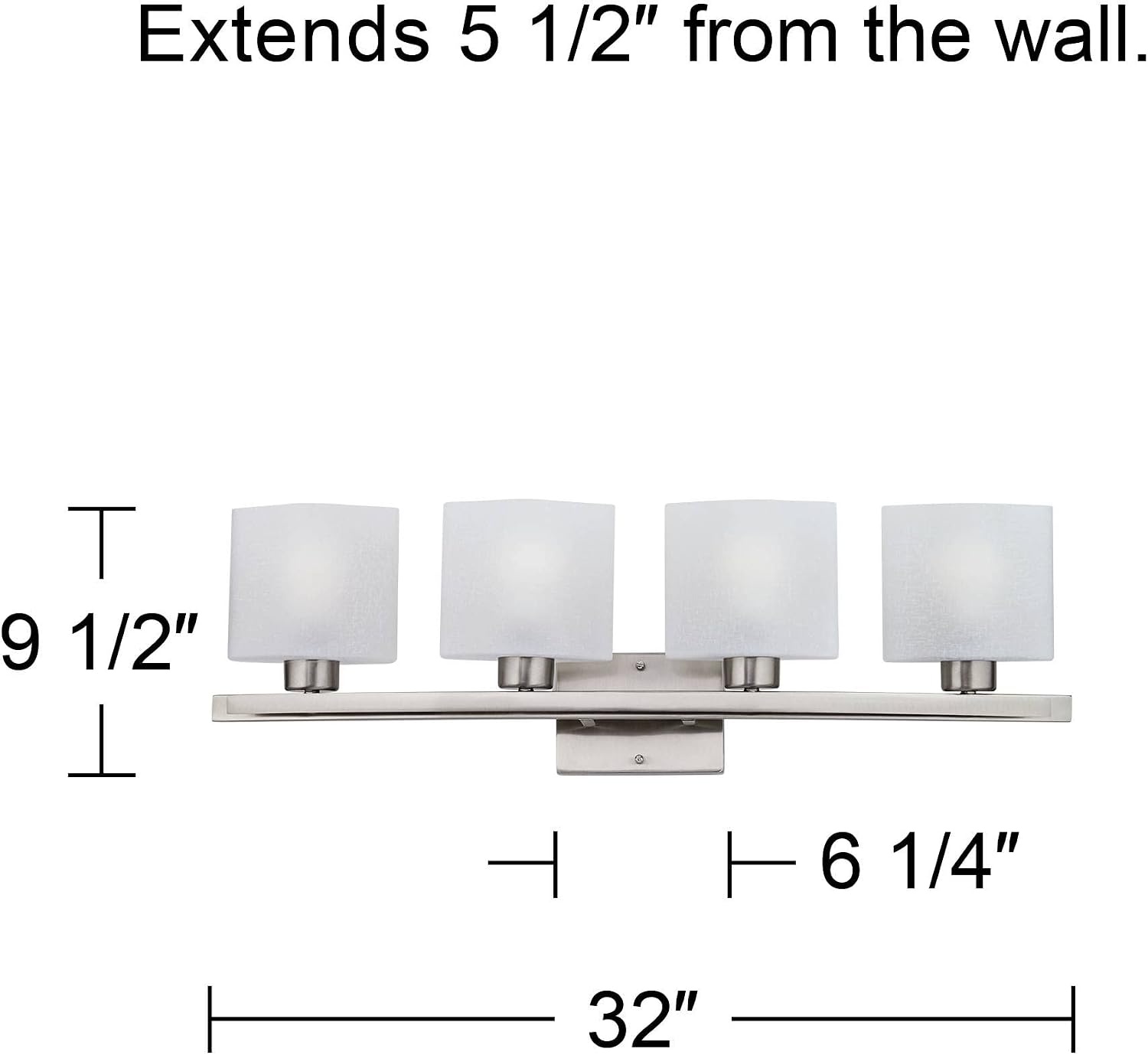 Possini Euro Design Modern Wall Mount Light Brushed Nickel Silver Hardwired 32' Wide 4-Light Fixture Curved Frame White Linen Glass Shade for Bedroom Bathroom Vanity Reading Living Room Hallway