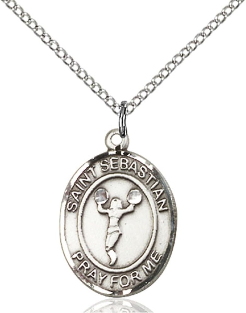 Bonyak Jewelry St. Sebastian - Cheerleading Hand-Crafted Oval Medal Pendant in Sterling Silver