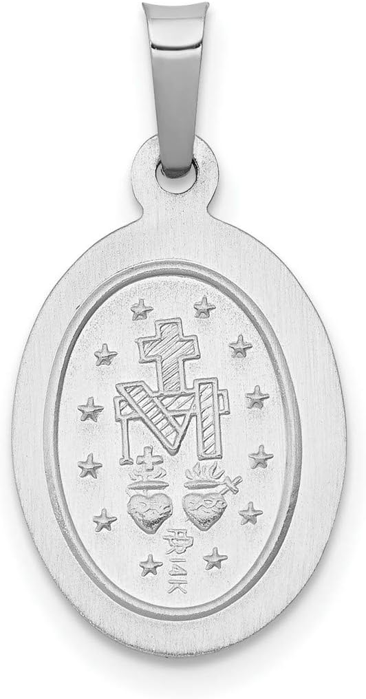 14k Gold Virgin Mary Miraculous Medal Pendant - Oval Mother Mary Necklace Charm with Sacred Words - Handcrafted Religious Jewelry Made in USA - Traditional Catholic Design