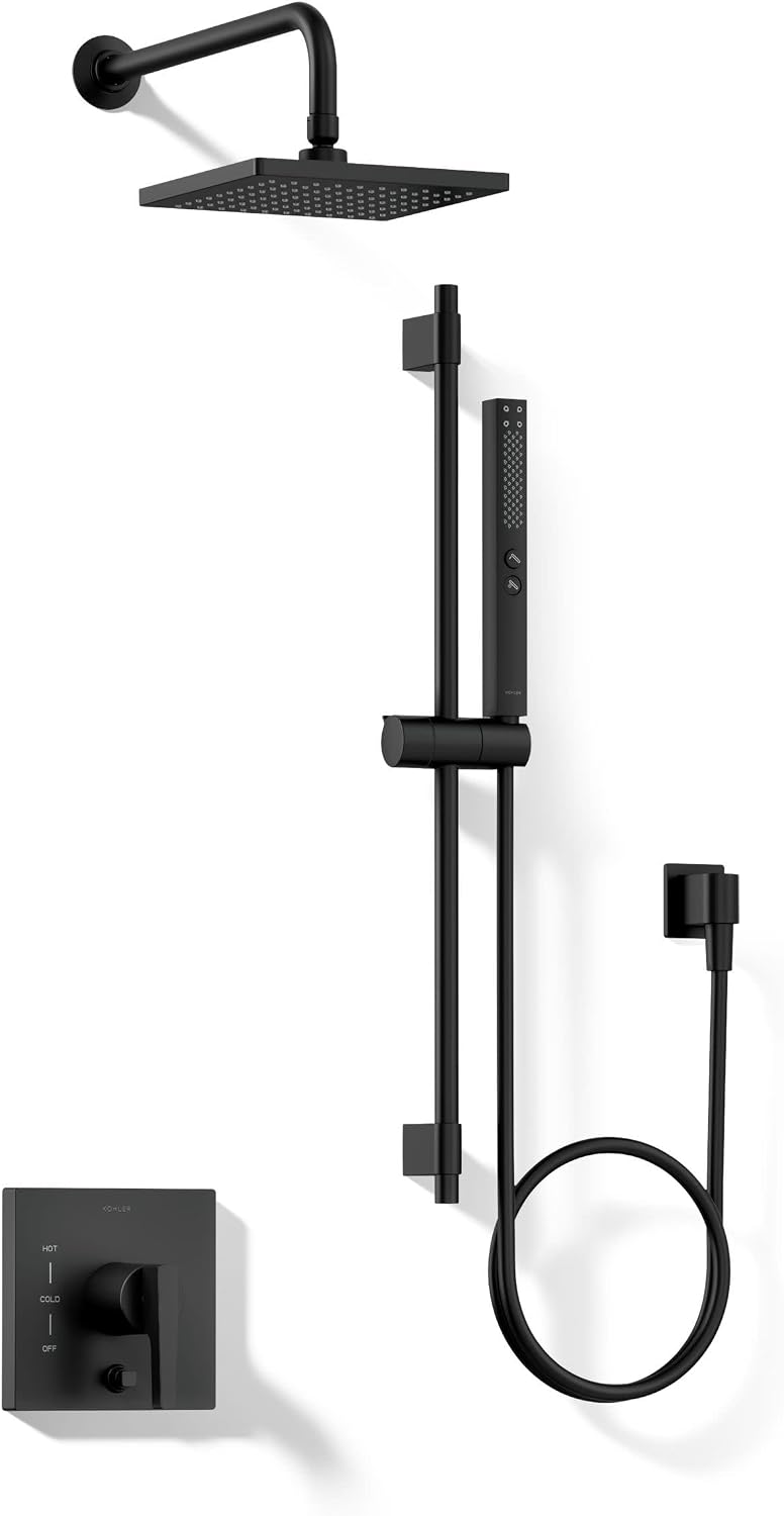 Kohler K-26273-Y-BL Honesty Shower Kit with Showerhead, Handshower, and Trim, 2.5 gpm, Matte Black