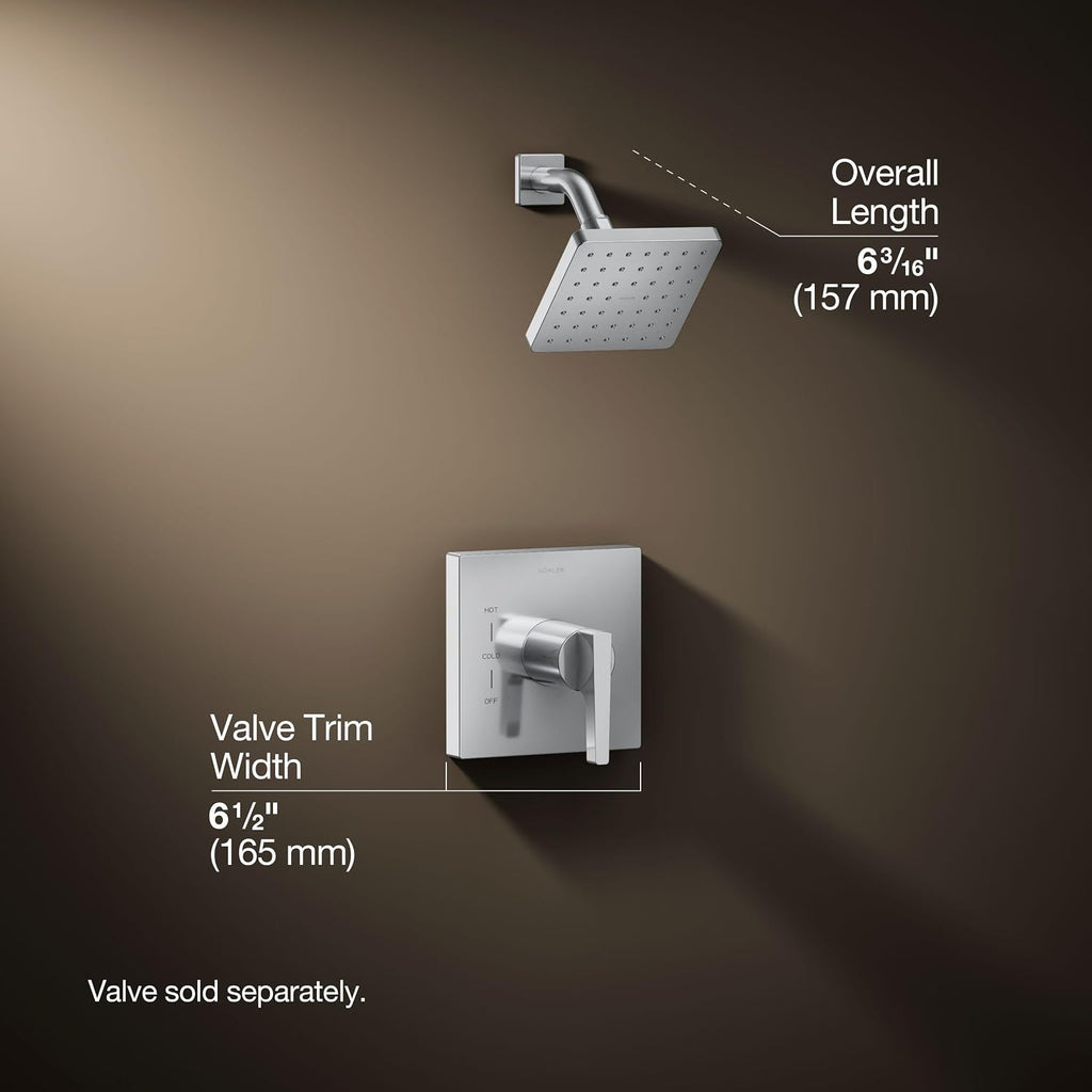 Kohler TS99764-4-CP Honesty Shower Trim-Lever Rite-Temp Valve Handle and 2.0 Gpm Showerhead, Polished Chrome