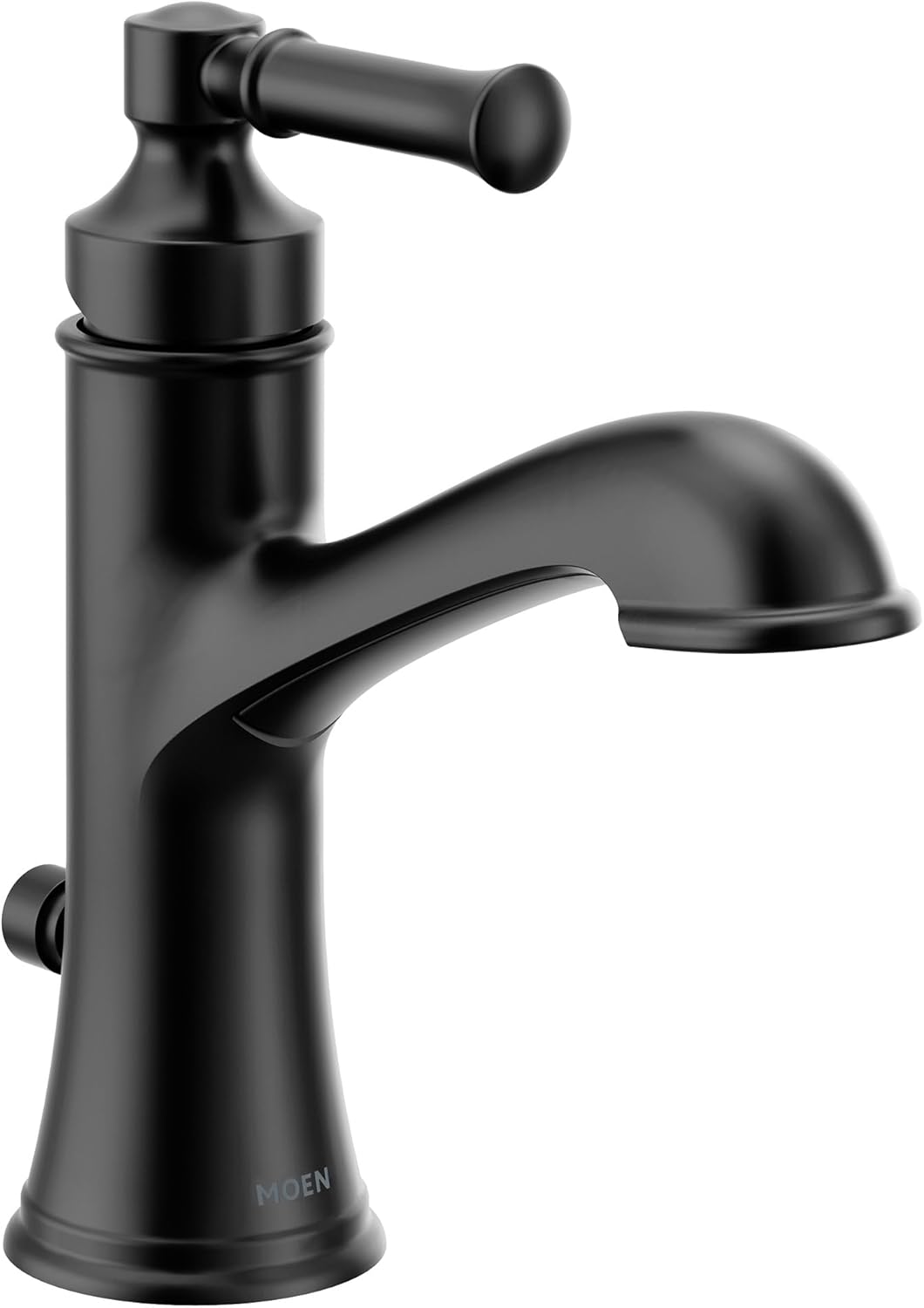 Moen Dartmoor Matte Black Single Handle Bathroom Sink Faucet with Optional Deckplate, 6803BL