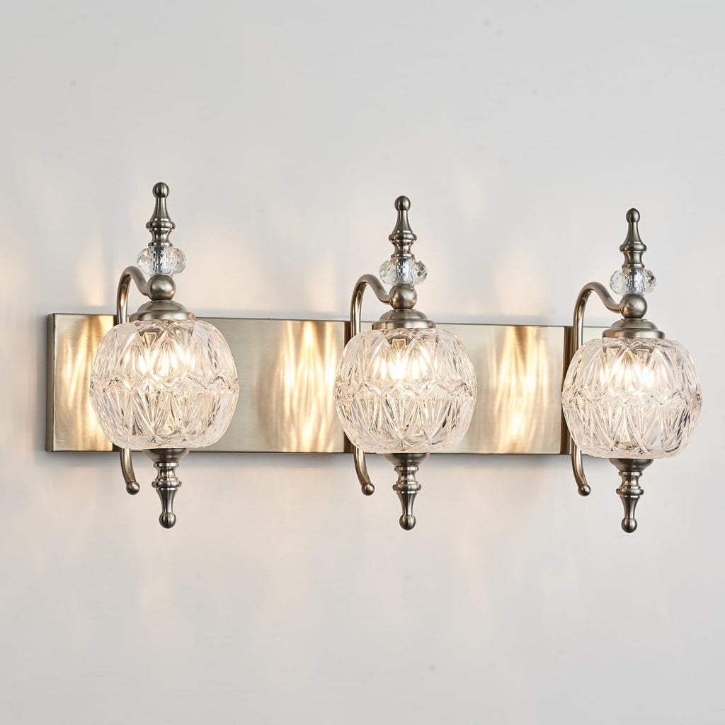 Brushed Nickel Vanity Lights Bathroom Vanity Light Fixtures Vintage 3-Light Bathroom Lighting Fixtures Over Mirror