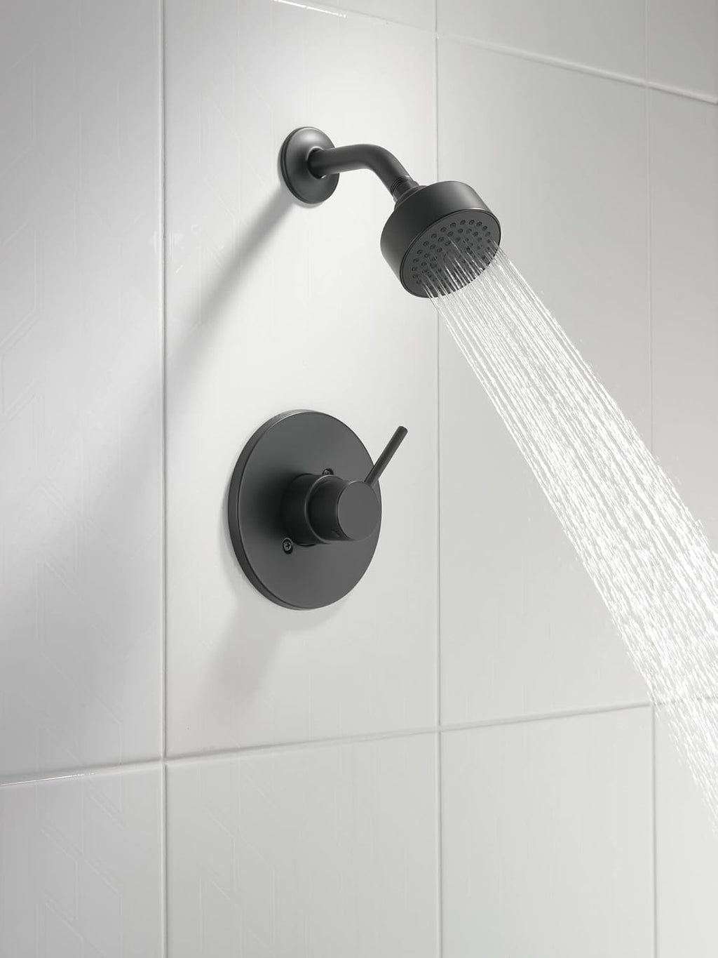 Delta Modern 14 Series Shower Faucet Set, Matte Black Shower Head and Handle Set, Valve Trim Kit, Matte Black T14259-BL-PP (Valve Not Included)