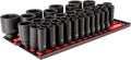 TEKTON 1/2 Inch Drive Deep 6-Point Impact Socket Set with Rails and Tray, 39-Piece (8-50 mm) | SID92113