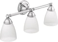 Moen YB2263CH Brantford 3-Light Dual-Mount Bath Bathroom Vanity Fixture with Frosted Glass, Chrome