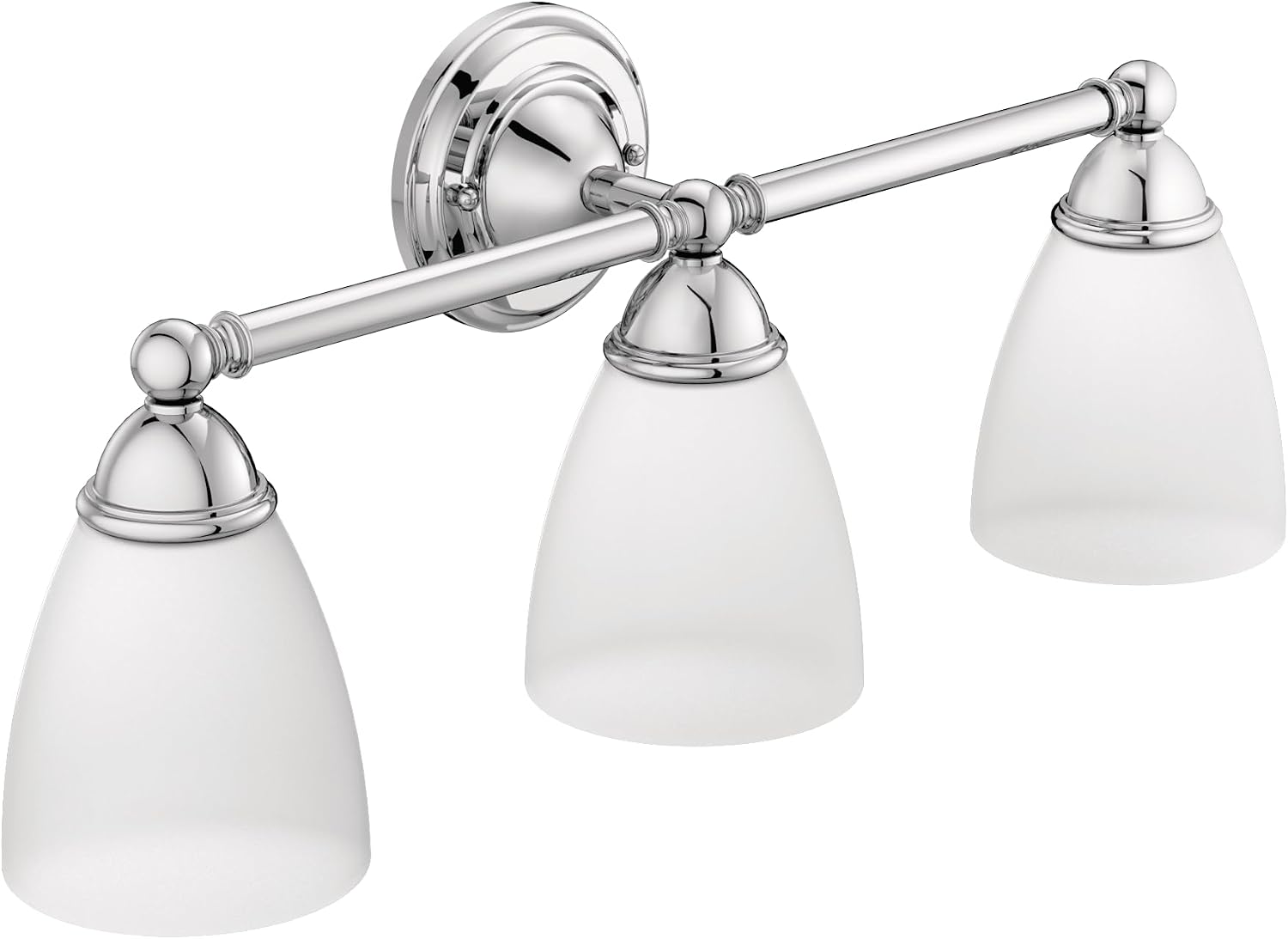 Moen YB2263CH Brantford 3-Light Dual-Mount Bath Bathroom Vanity Fixture with Frosted Glass, Chrome